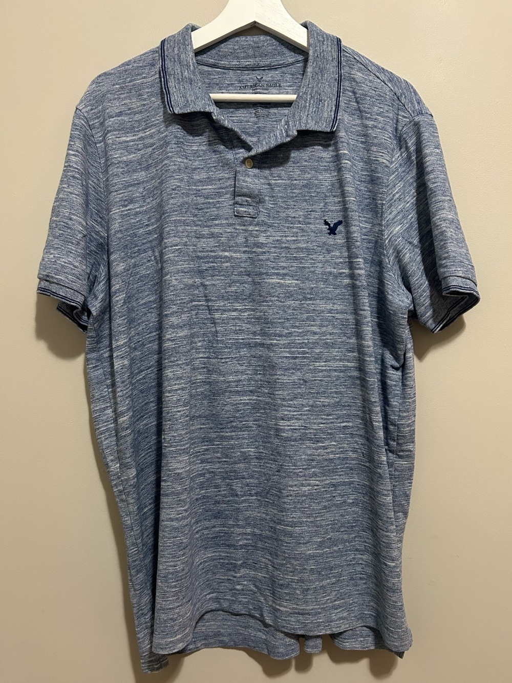 American Eagle Light Blue Heather Polo Shirt